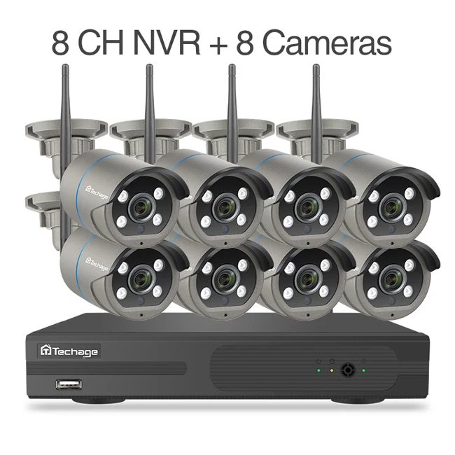 Techage HD 1080P CCTV система 8ch беспроводной NVR комплект 3 ТБ HDD OutdoorTwo way аудио IP Wifi камера система безопасности комплект наблюдения - Цвет: 8CH NVR (8Cameras)