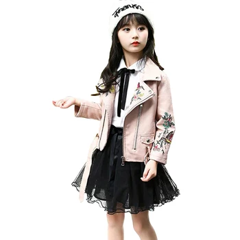

Girls Jackets Outerwear Flower Embroidery Girls Jacket Coat Full Length Jacket Kids Summer Children's Costumes For Girls