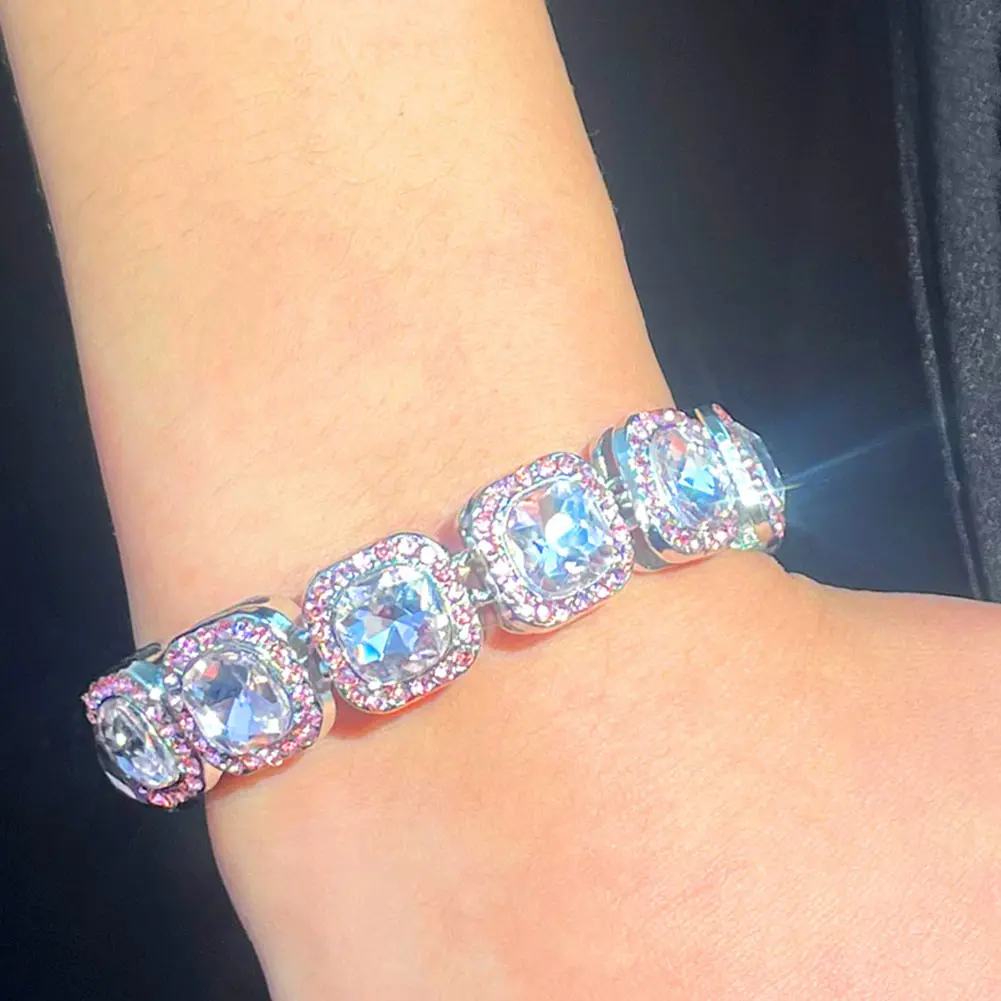 Full Rhinestone Big Tennis Chain Bracelets For Women Men Fashion Bling Iced Out Square Crystal Bracelet On Hand Jewelry Luxury bracelet jewelry
