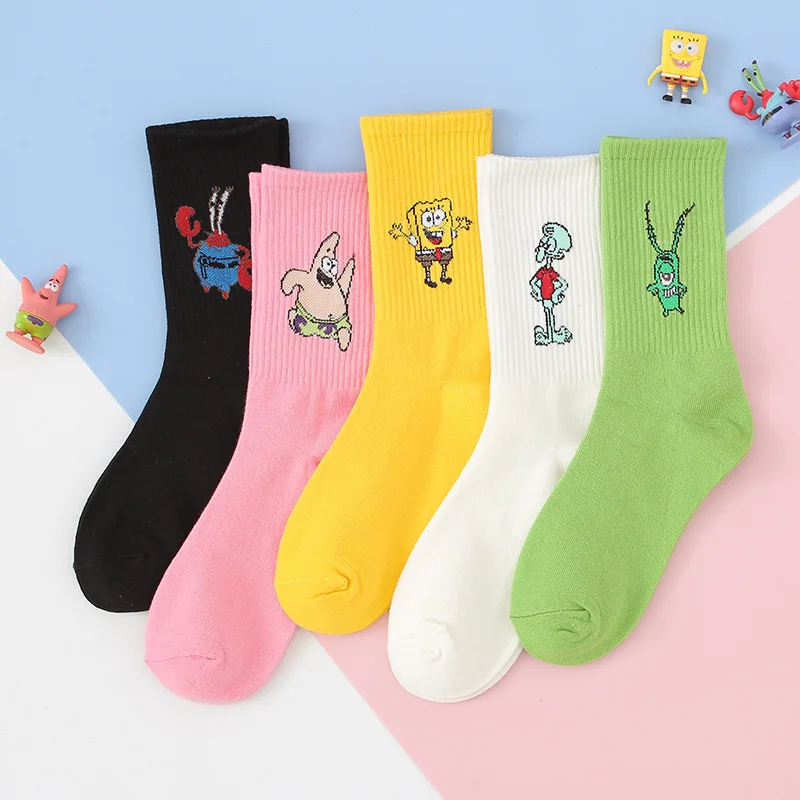 Женские носки с забавными персонажами из мультфильмов Harajuku, забавные Модные женские хлопковые носки с милым рисунком для скейтборда