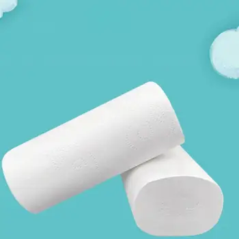 

12 Rolls of One Set Durable Toilet Paper Household Roll Paper Toilet Wood Pulp Coreless Tissue Paper