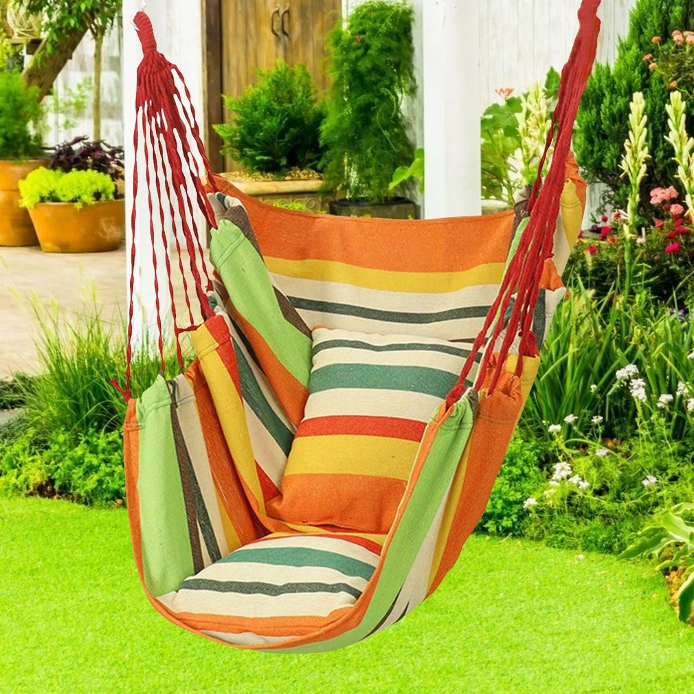 Hot Portable Hanging Hammock Indoor Lazy Chair Travel Outdoor Camping Swing Chair Thick Canvas Bed Hammocks 200KG Load Bearing