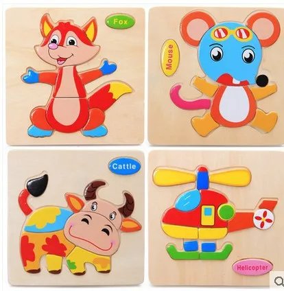 Деревянные детские Мультяшные животные 3D головоломка модель Kai Fun детская головоломка игрушка-пазл для малышей аниме головоломка