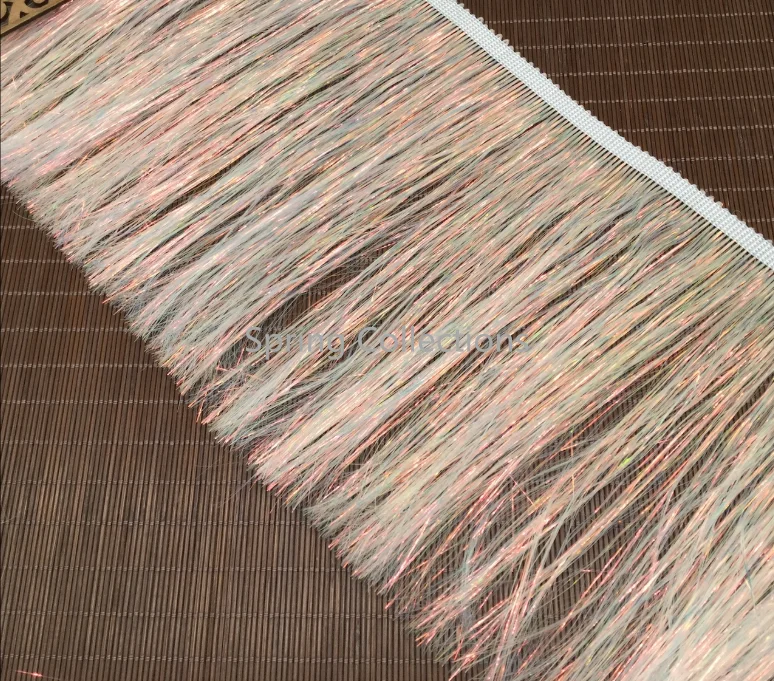 2yards Width 20CM White Laser Tassel Fringe Trim Lace For Latin Dance Dress/Costume Decoration Handmade Clothing accessories