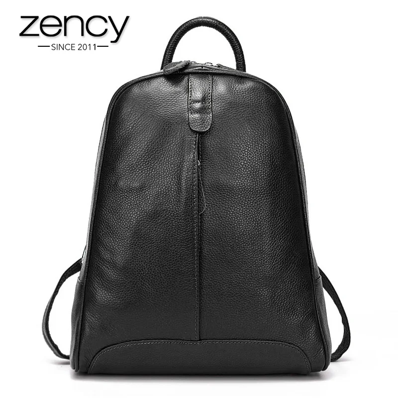 Дешево Модный женский рюкзак Zency из 100% натуральной кожи, Повседневная дорожная сумка в консервативном стиле для девочек, школьный ранец для ноутбу...