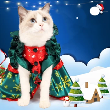 

Christmas Pet Clothes Gorgeous Cat Cape Cute Red Scarf Funny Puppy Long Christmas Skirt Soft Small And Medium Dogs Costume