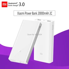 2 шт. Xiaomi power Bank 20000 мАч 2C Быстрая зарядка QC 3,0 Внешняя батарея два порта usb power bank портативное зарядное устройство для мобильного телефона