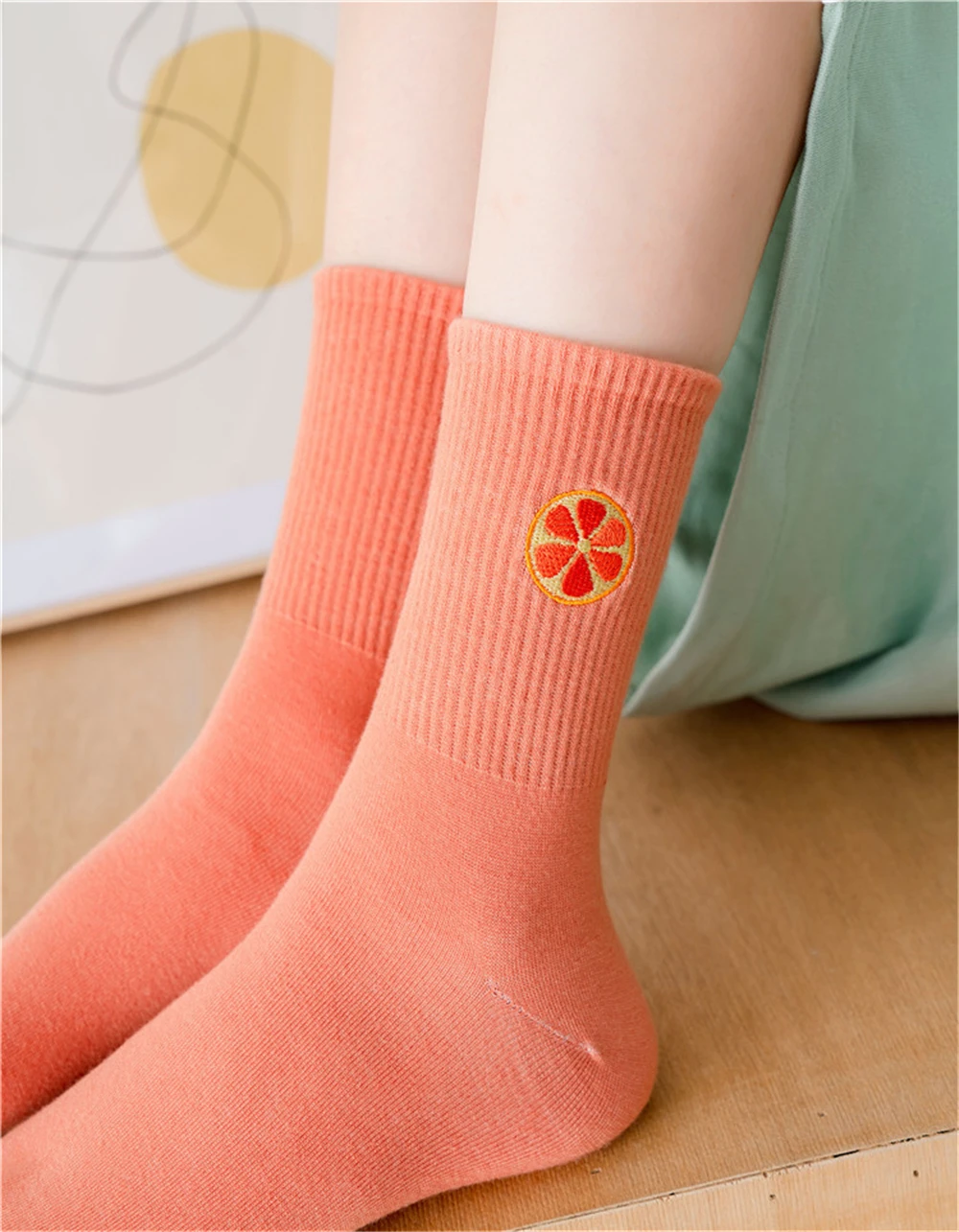 Frauen Neue Cartoon Stickerei Obst Weiche Baumwolle Socken Atmungs Mode Nette Literarischen Junge Adrette Dropship – Detail 17
