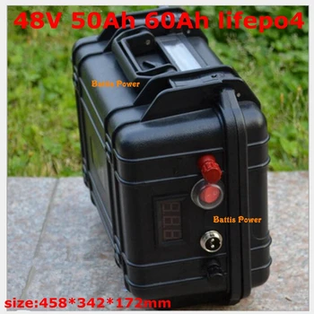 

48v 50Ah 60Ah Lifepo4 Battery Waterproof Lithium Iron Phosphate Battery Electric Bike Scooter Power Motor 2kw BMS + 10A Charger