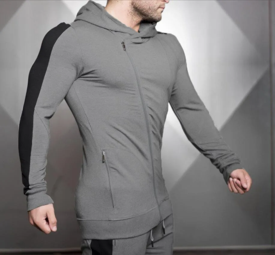 dark grey jacket Осенне-зимний мужской спортивный костюм куртка с капюшоном на молнии повседневные штаны для пробежек тренировочные костюмы Спортивная одежда - Цвет: dark grey jacket