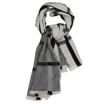 

1pc Double-sided Imitation Cashmere Large Black and White Grid Scarf Shawl Check Scarf Ladies Shawls for Women (Black + White)