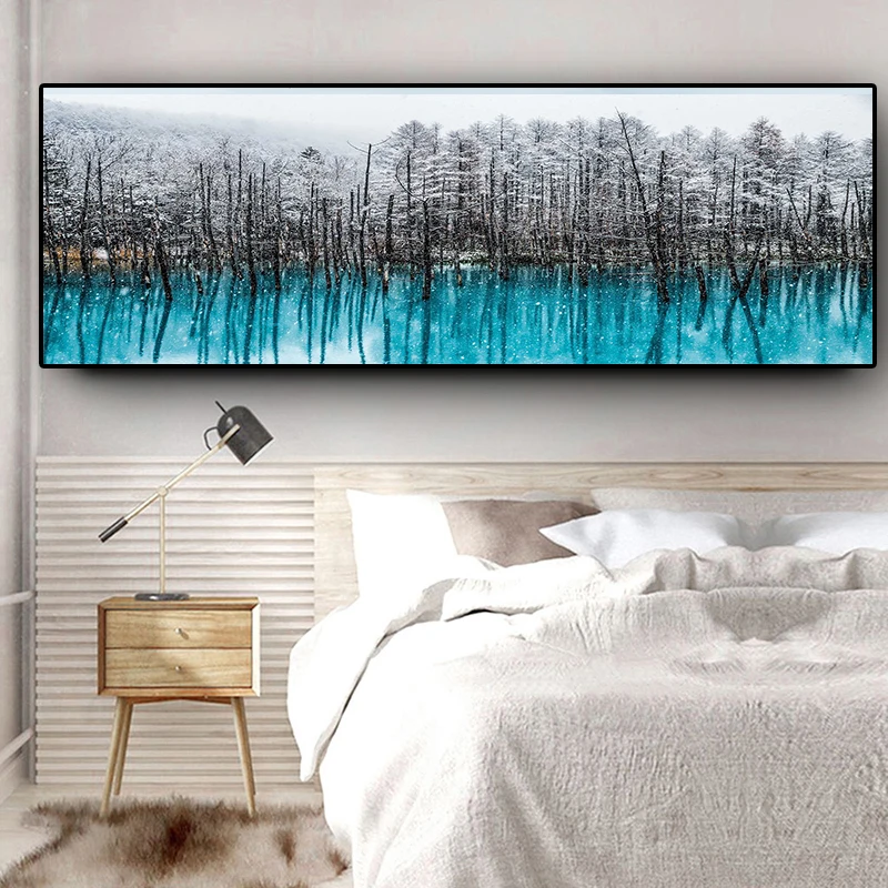 

Nordic Snow Forest Abstract Oil Painting on Canvas Scandinavian Posters and Prints Cuadros Wall Art Picture for Living Room