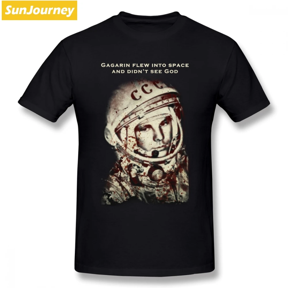 

Cccp Yuri Gagarin T Shirt Short Sleeve T-Shirt Men Hiphop Kpop Oversize Cotton Crewneck Mens T Shirts