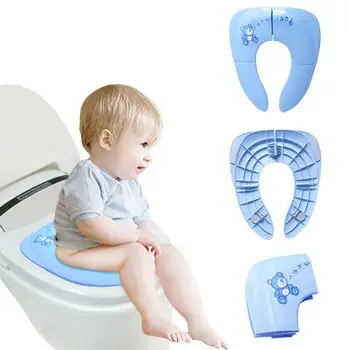 

Foldable Potty Training Seat Kids Baby Non Slip Pad Easy Clean Comfort Safety with Handbag Travel Portable Toilet Cover
