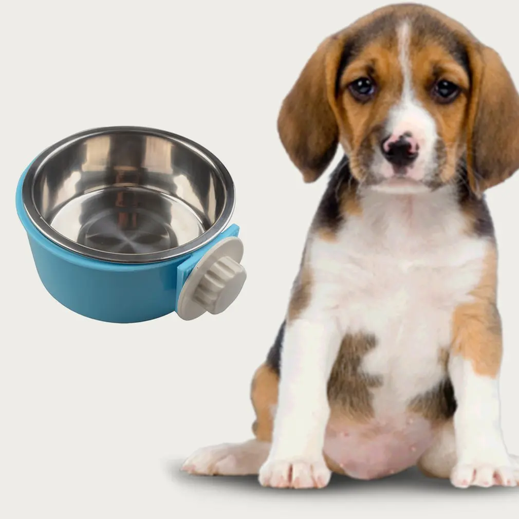 Термостойкого домашних животных Нержавеющая сталь повесить Тип миска для собаки, домашних животных Еда или воды Чаша Блюдо для домашних животных для собак