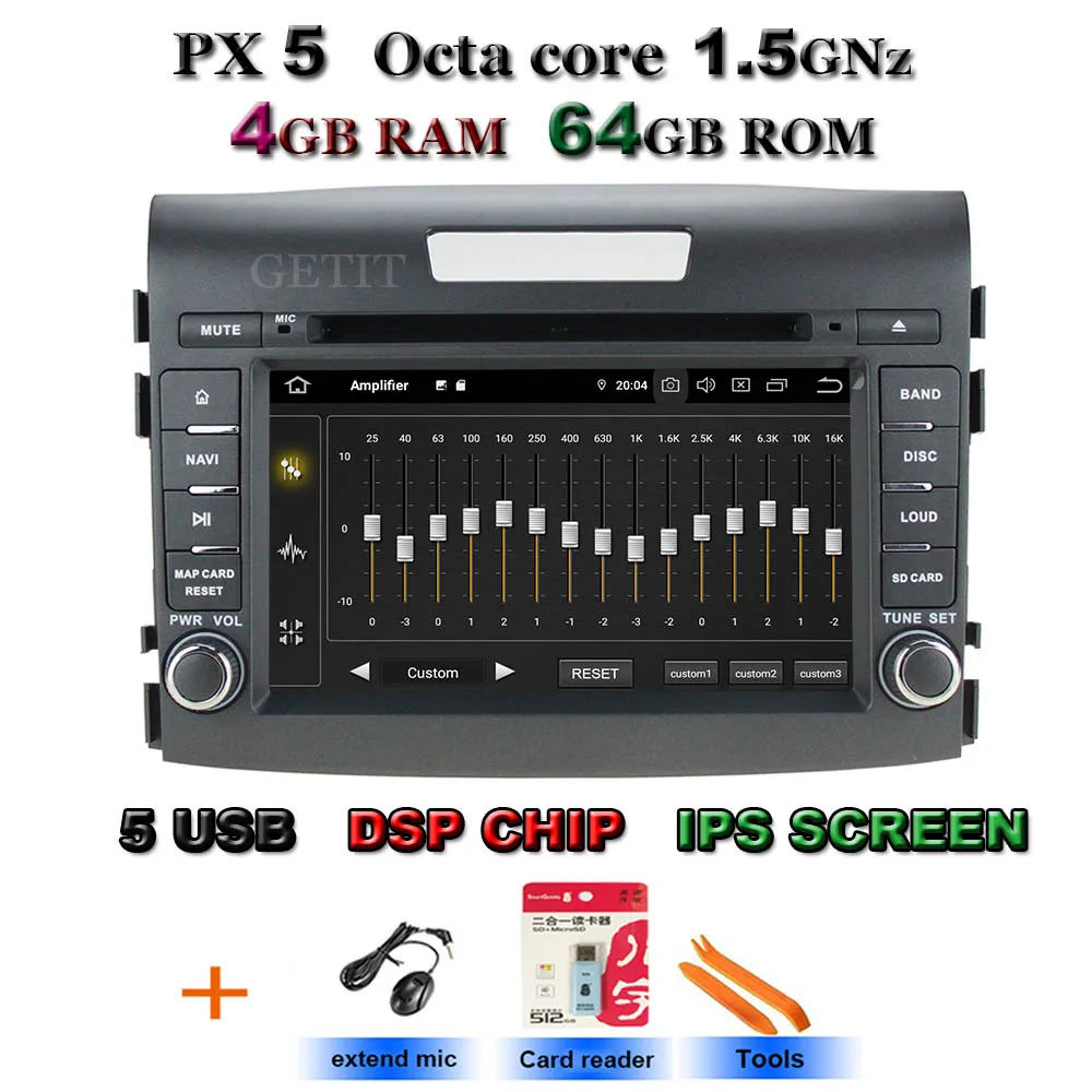 Ips Android 9,0 4G 64G Автомобильный dvd-плеер для CRV CR-V 2012- gps радио - Цвет: PX5 Standard