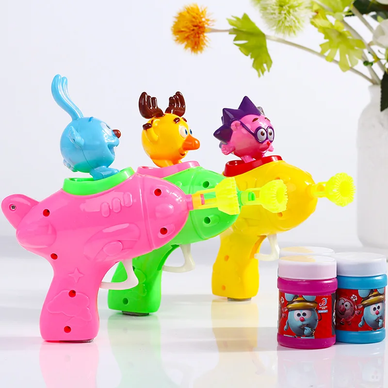 Мультяшный пистолет для стрельбы мыльными пузырями детская игрушка пузырьки инерции ручной животный узор лето стойло поставка товаров