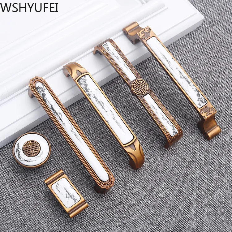 

Zinc alloy marble pattern cabinet handle American bronze kitchen cabinet door drawer handle fashion furniture handle hardware