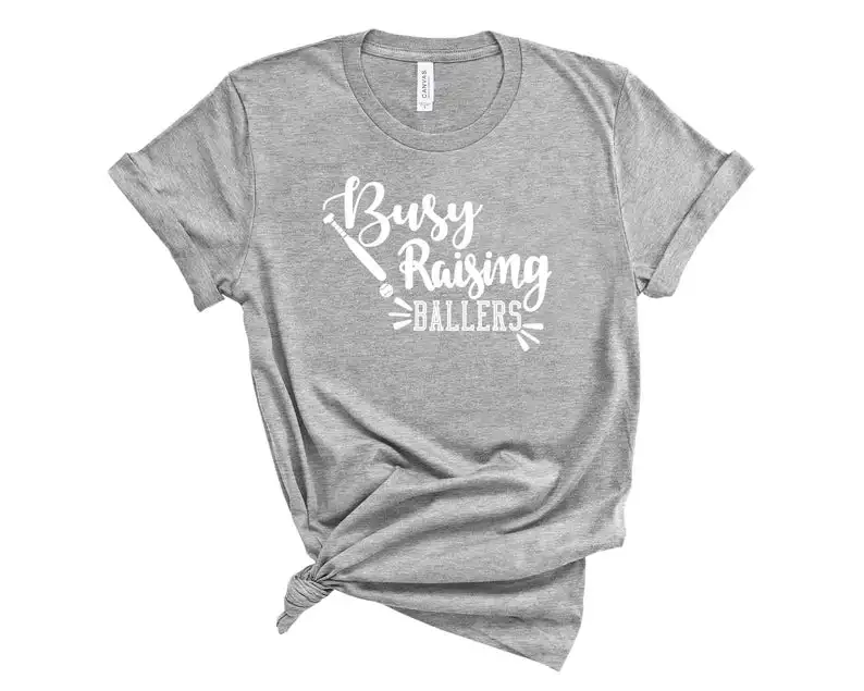 

Busy Raising Ballers football basketball t-shirts 100% cotton short sleeve crewneck top tees funny fashion t shirts unisex