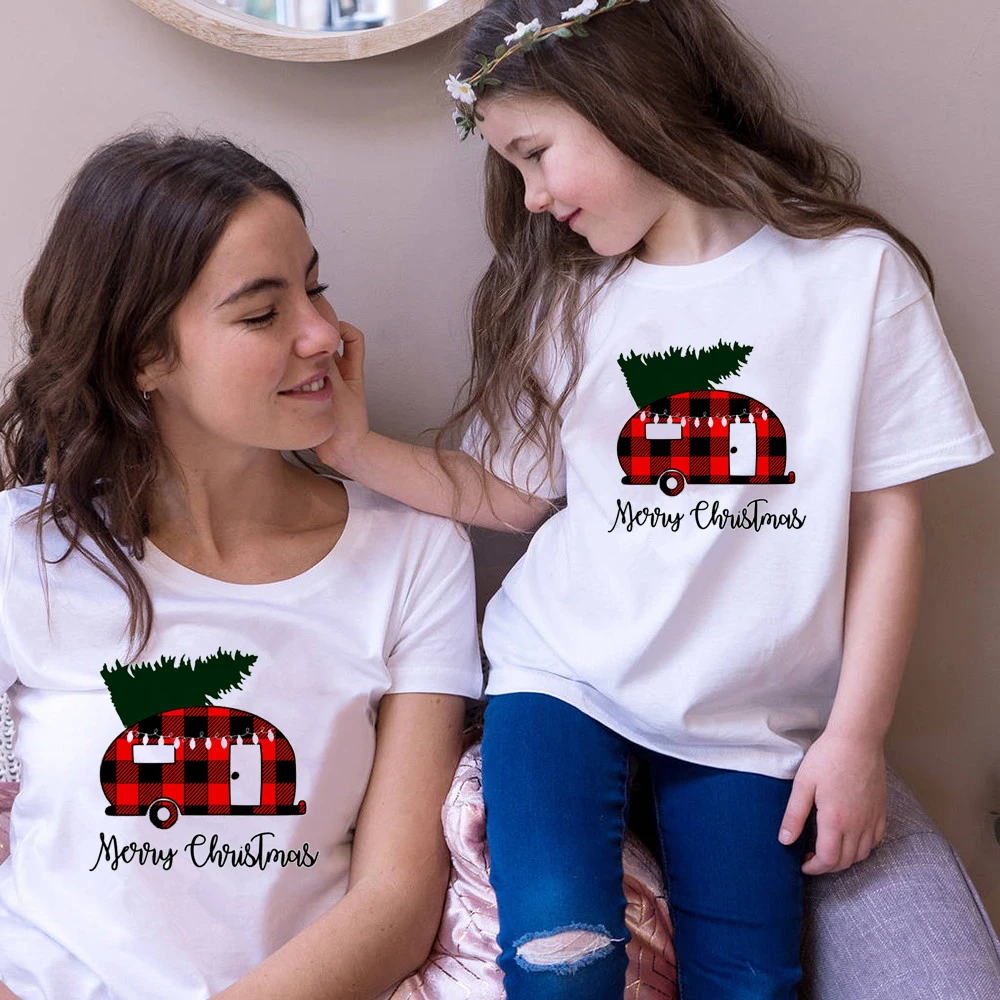 1 предмет семейные клетчатые футболки с рождественским принтом модная одежда для