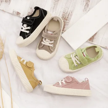 

Children's Sneakers 2019 Autumn New Breathable Kid's Canvas Shoes Boy's and Girl's Velcro Candy Casual Shoes
