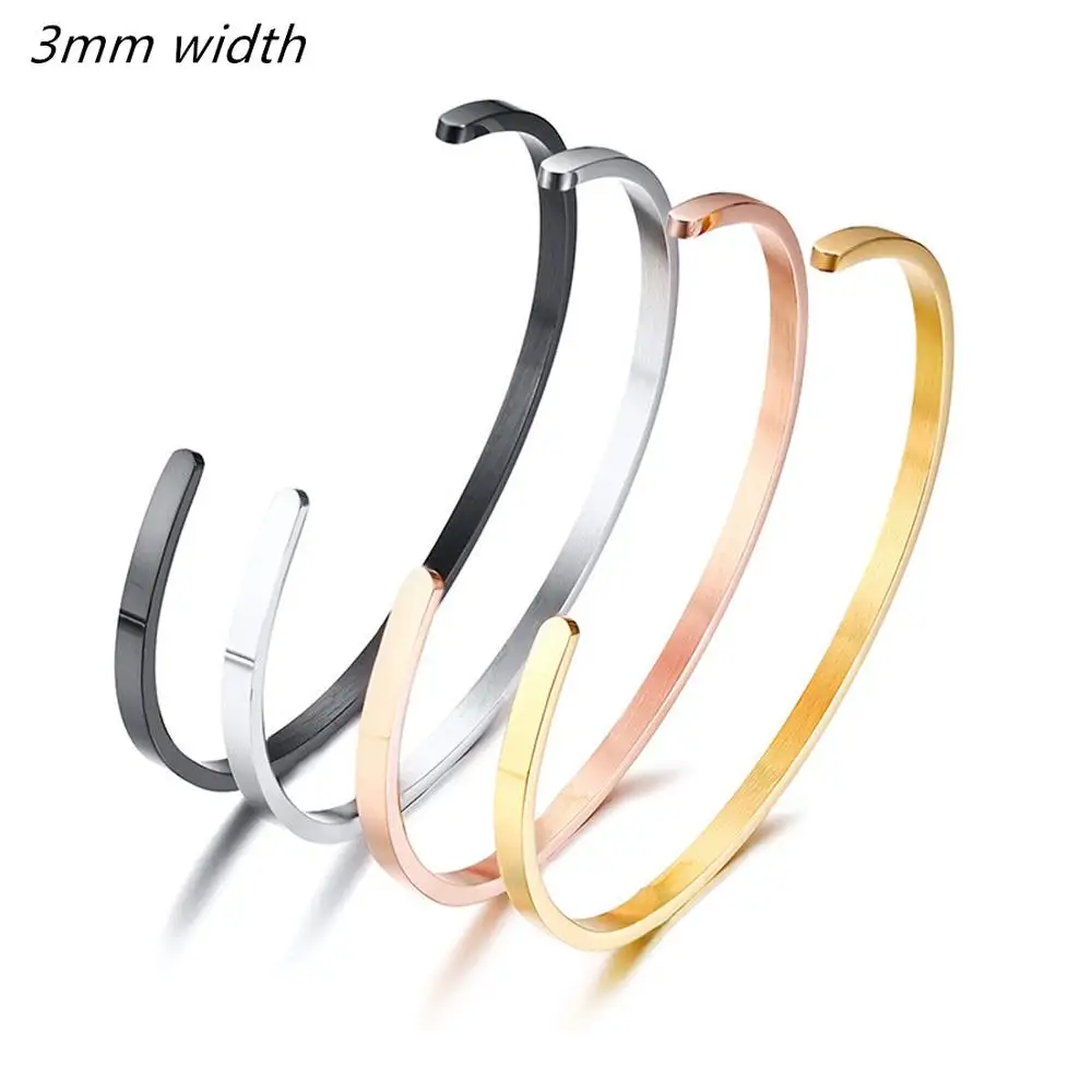 

3MM 4MM 5MM Classic Flat Torque Bangle Bracelet for Men 8mm Stainless Steel Cuffs Bangle Polish Finish Comfort-fit