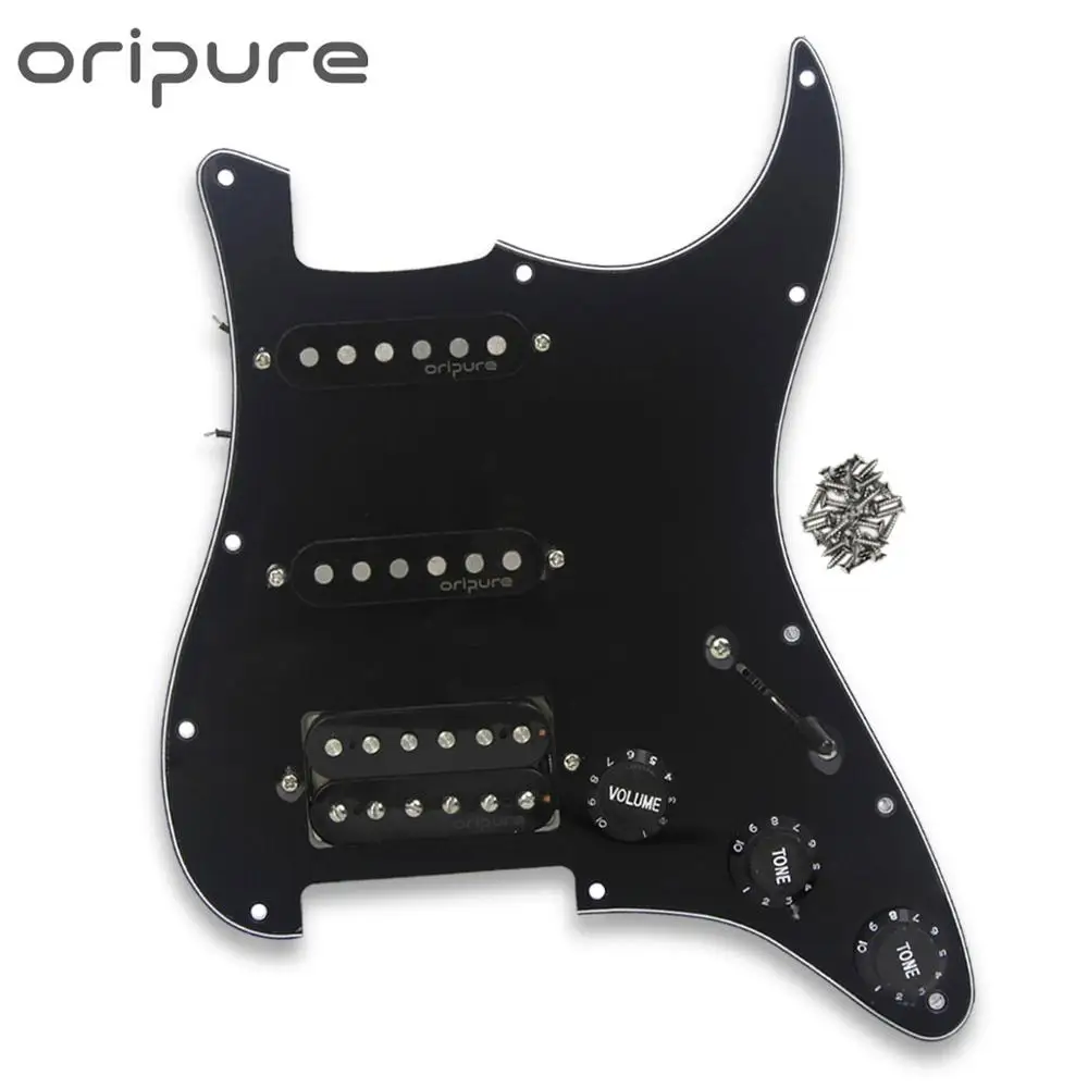 Нагруженная черная гитара OriPure HSS Pickguard SSH Alnico 5 Пикап для гитары подходит 11