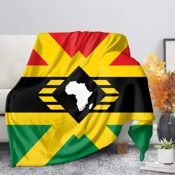 

TOADDMOS Black Power Fleece Blanket Warm Bedroom Throw Blanket on Bed Sofa Bedding African UNIA Flag Printed Fall Single Blanket