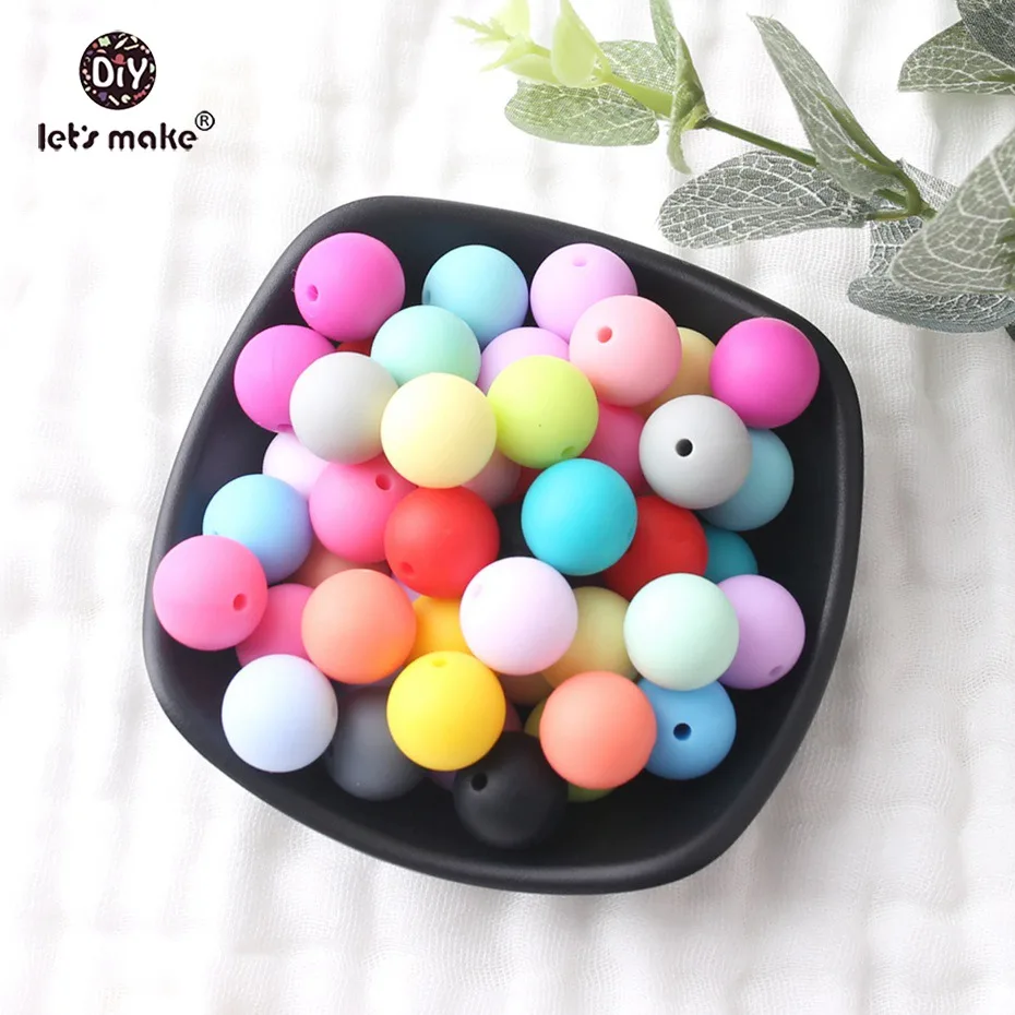 Let's Make 10pcs Silicone Beads 15mm Silicone Beads BPA Free Baby Teether Round Beads Food Grade Beads DIY Beads