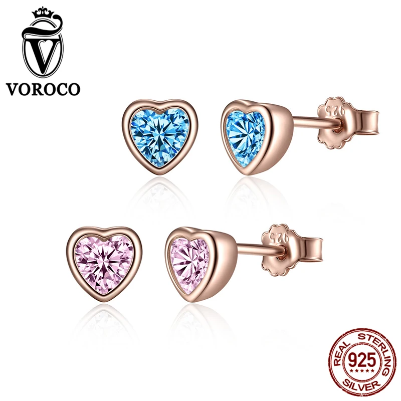 VOROCO Pure 100% 925 пробы Серебряная Милая женская Ослепительная циркониевая бижутерия