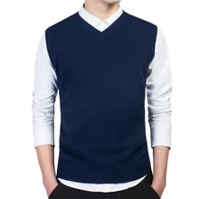 Модная новая одежда пуловер Мужской осенний v-образный вырез подходит жилет свитер без рукавов мужской теплый свитер хлопок Повседневная m-3xL