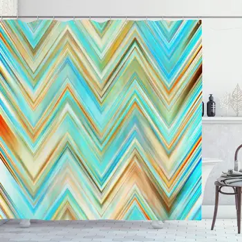 

Shower Curtain for Bathroom 72x72 Beautiful Colorful Textures Zigzag Striped Pattern Abstract Color Craft Creative Graphic