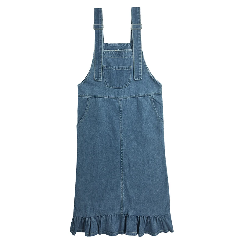 

G1215 2019 Spring summer new women fashion students loose show thin fishtail denim dress cheap wholesale
