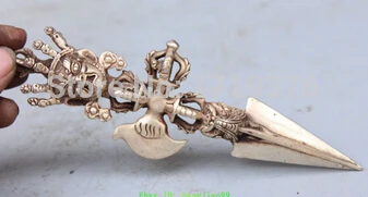 

free shipping<<< Chinese Tibet Bronze Silver Mahakala Buddha Vajra Phurpa Dagger Statue