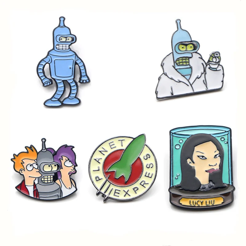 Futurama Забавный персонаж мультфильма цинковый сплав галстук булавки значки para Сумка Одежда Кепка рюкзак броши для обуви медаль украшения E0330