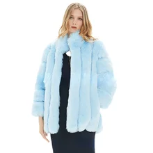 

Fox Fur Faux Fur Jacket Stand Up Collar Casual Back To The Basics Womens Fur Coat