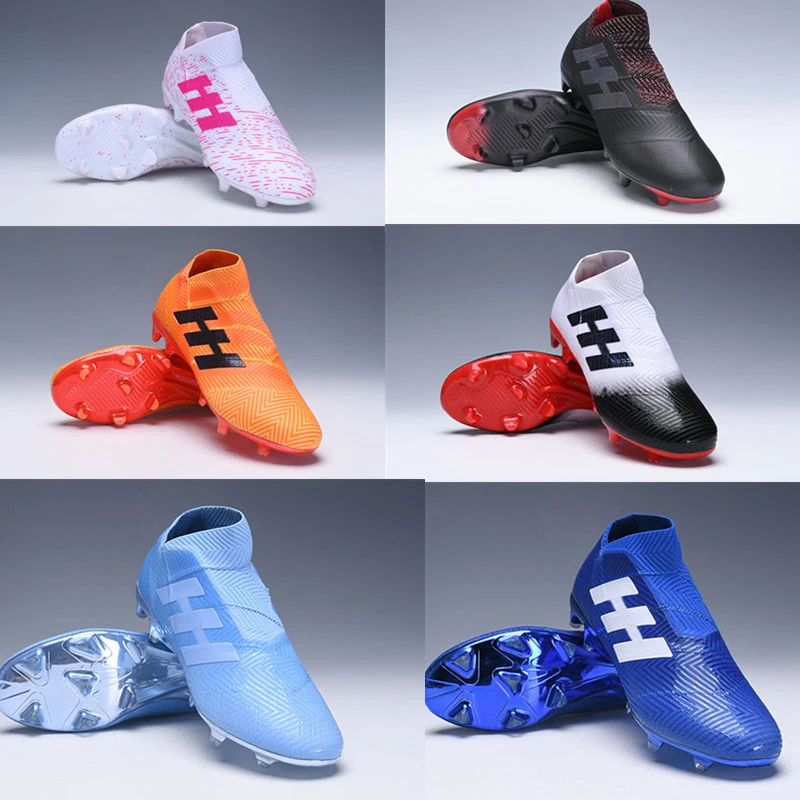 

new Mens soccer cleats Nemeziz Messi 18+ FG soccer shoes Nemeziz 18 chaussures de football boots chuteiras de futebol