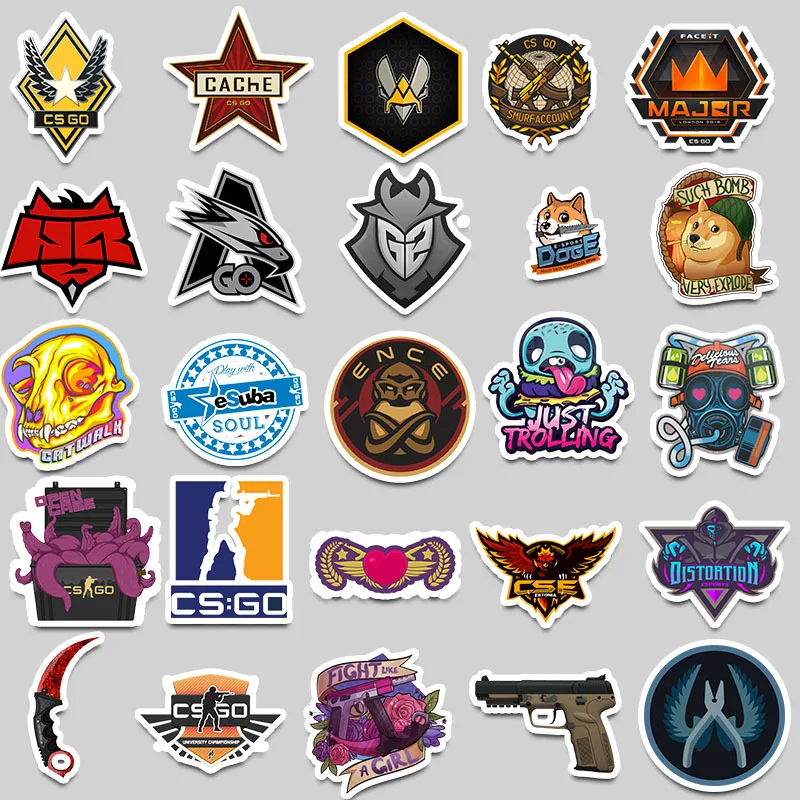 50 шт./лот CS GO наклейка s мотоцикл Аниме игра наклейка для мальчиков ноутбук забавные граффити наклейка s Mix Ретро водонепроницаемый Pegatinas