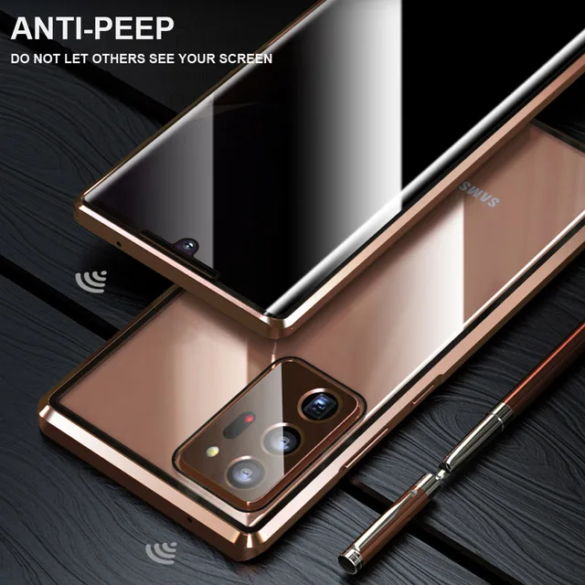 Newest Anti Peeping Metal Magnetic Privacy Glass Case For Samsung Galaxy S22 Note 20 Ultra S20 S21 S22 Plus 360 Full Cover 2
