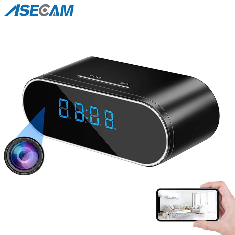 

HD 1080P WiFi Table Clock Mini Camera IP P2P DVR Camcorder Alarm Set Night Vision Motion Sensor Remote Monitor Micro Cam