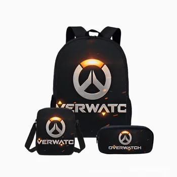 

3pcs/set Game School Bag for Teenager Boys Girls Overwatch Print Kids Backpack Cool Students Cartoon Schoolbags Mochila Infantil