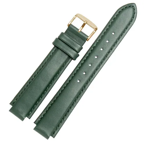 Color Cow leather watchbands women's wristband convex interface strap Suitable for SHE SHE 4029 3034D watch accessories - Цвет ремешка: green golden