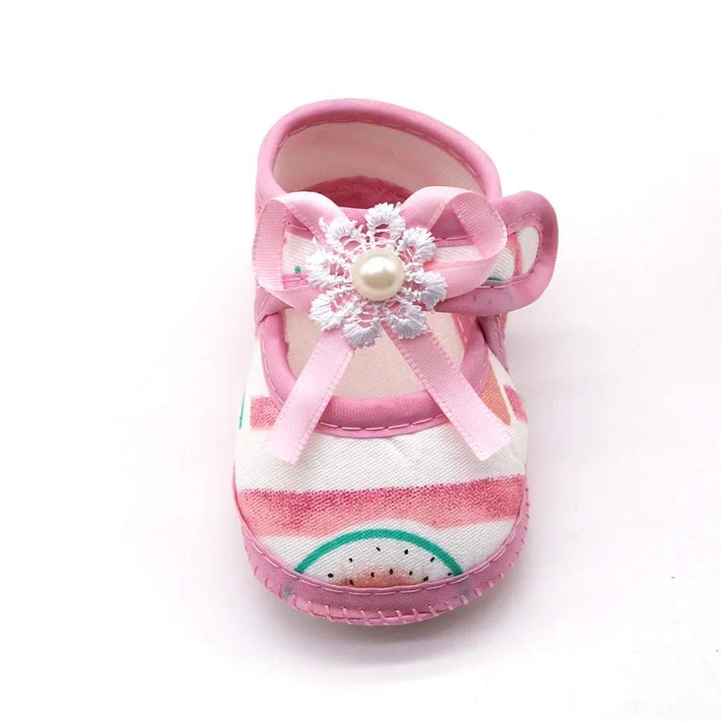 Весенне-летняя обувь для новорожденных; обувь принцессы для маленьких девочек; милая детская обувь на плоской подошве с бантом; детская хлопковая обувь на мягкой подошве