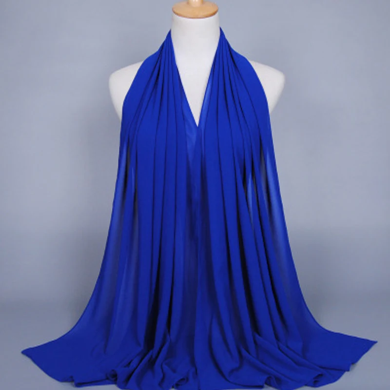 Manoswe женский Мусульманский купальник, шифоновый платок, Одноцветный светильник, дышащие Исламские шали, женские тюрбан, головной платок, хиджаб - Цвет: Blue