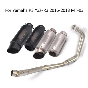 

Exhaust System for Yamaha YZF-R3 R3 Motorcycle Header Mid Slip On 51mm Muffler with Removable DB Killer Escape 2016-2018 MT-03