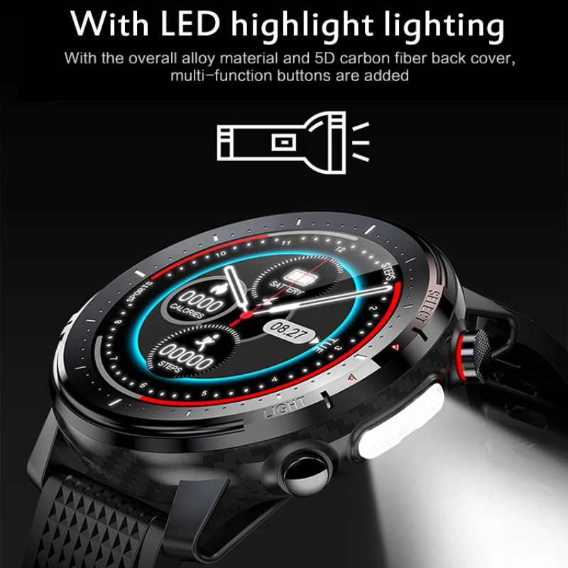 L15 Smart Watch Men LED Light Full-fit Round Retina Display Music
Control Camera Flashlight Smartwatch IP68 Waterproof VS L8 L11