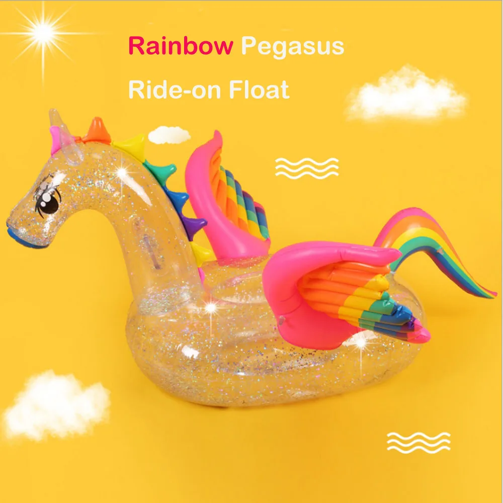 Надувное блестящее кольцо для плавания Pegasus Ride-on бассейн поплавок для плавания ming надувной остров плавающий бассейн шезлонг Лето водные развлечения