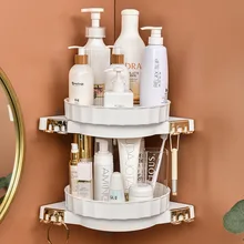 Genuine rotating creative multifunctional bathroom shelf kitchen storage corner free punch Storage rack