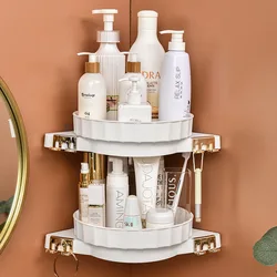 Genuine rotating creative multifunctional bathroom shelf kitchen storage corner free punch Storage rack