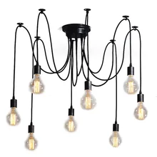 Plafonnier LED suspendu industriel en forme d'araignée noire, design nordique moderne, idéal pour un salon, une chambre à coucher, un Restaurant ou un Loft